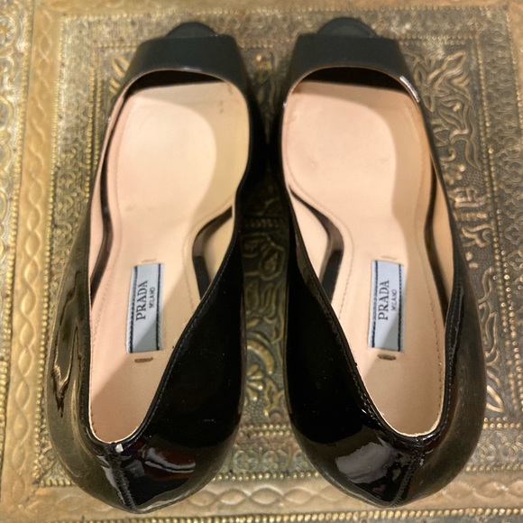 Prada Peep Toe Heels patent leather open toe sexy stiletto Italy size 8 - Picture 5 of 9